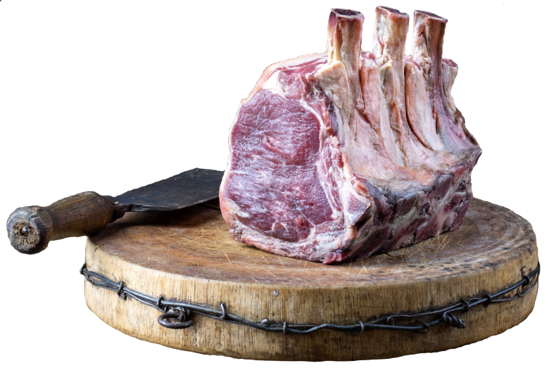 A chunk of meat on a chopping board